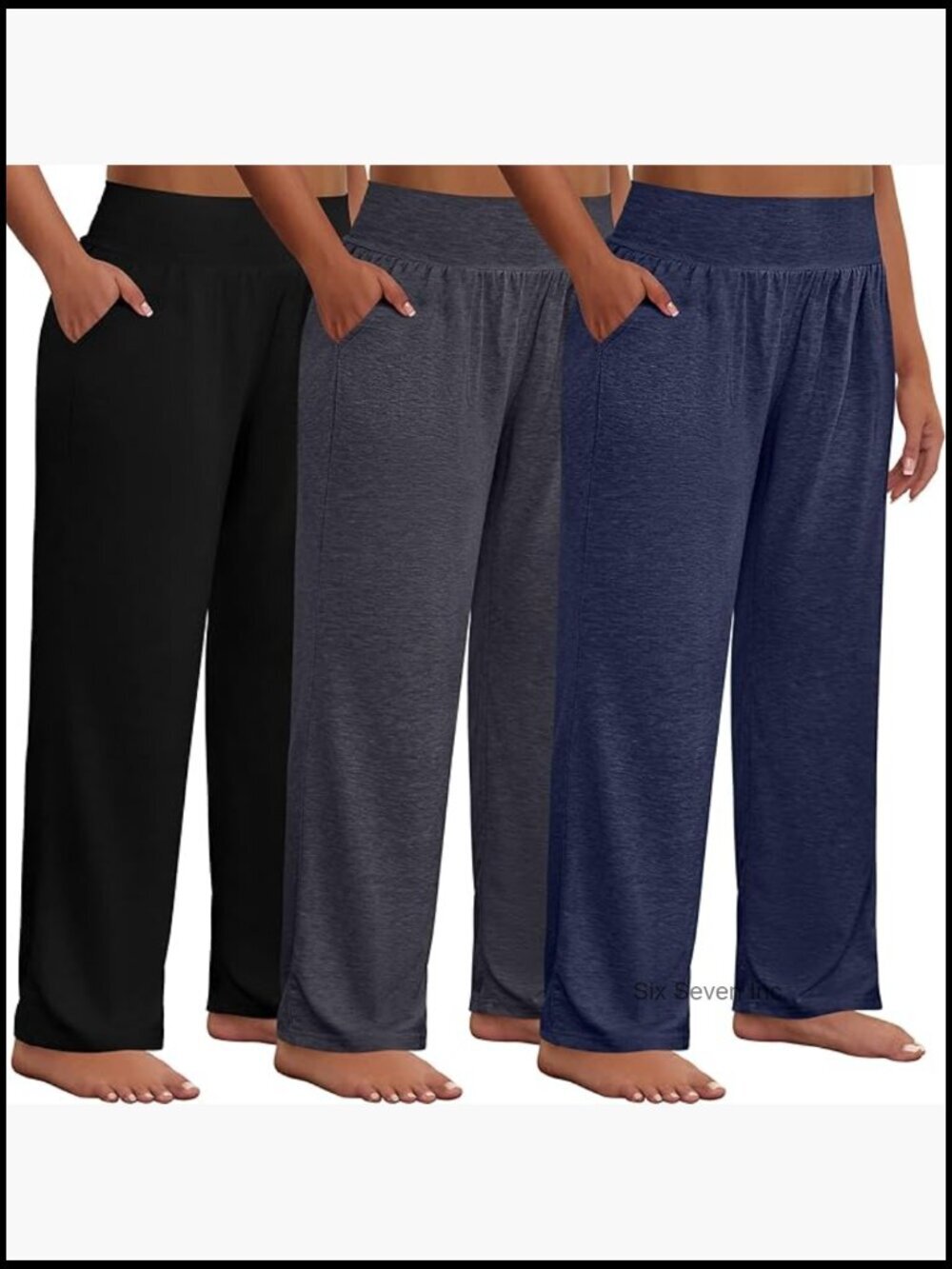 3 Pack Plus Size Wide Leg Yoga Pants High Waist Sweatpants with Pockets
